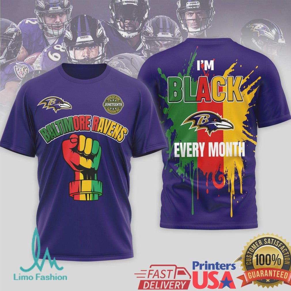 Baltimore Ravens Black History Month Juneteenth Fist T Shirt - Limotees LLC