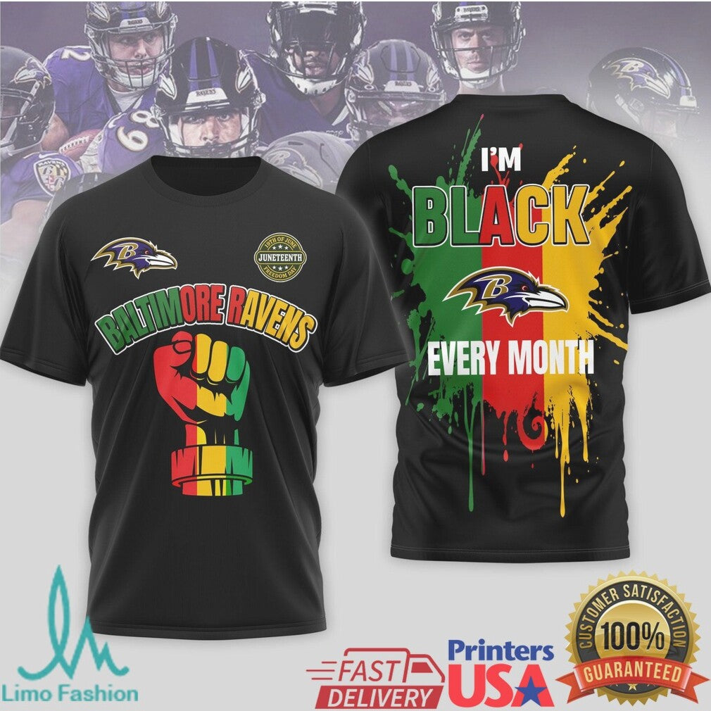 Baltimore Ravens Black History Month Juneteenth Fist T Shirt - Limotees LLC