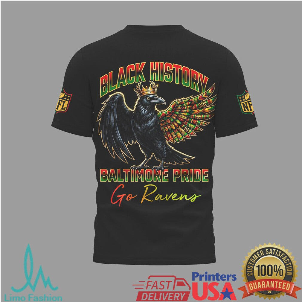 Baltimore Ravens Black History Month Pride T Shirt Kente Pattern Raven Graphic - Limotees LLC
