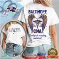 Baltimore Ravens CNA Heartbeat Wings T Shirt Nursing Assistant Gift - Limotees LLC