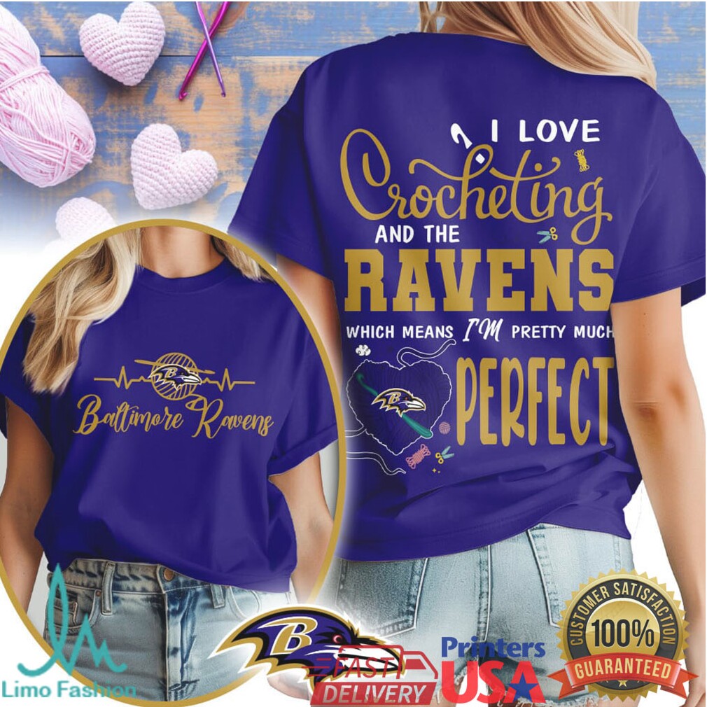 Baltimore Ravens Crochet Heart Shirt I Love Crocheting and Ravens - Limotees LLC