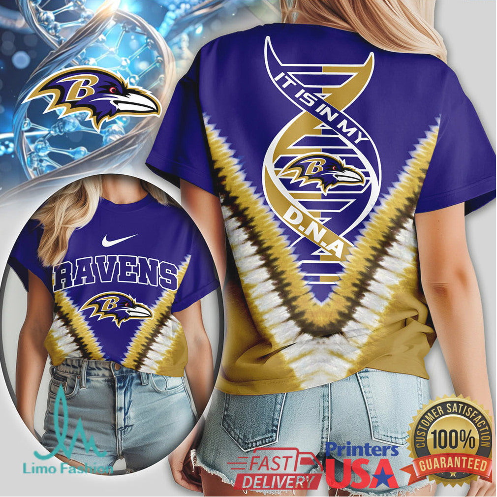 Baltimore Ravens DNA Team Logo Purple & Gold Graphic T Shirt - Limotees LLC