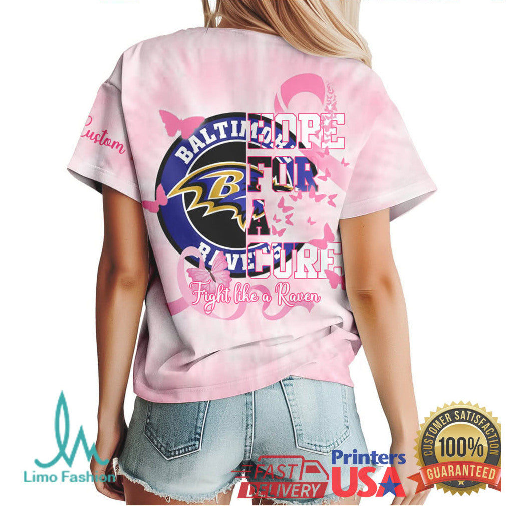 Baltimore Ravens Fight Like A Raven Breast Cancer Awareness Pink T Shirt - Limotees LLC