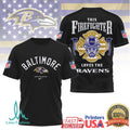 Baltimore Ravens Firefighter Dept “First In Last Out” Hero Tshirt - Limotees LLC