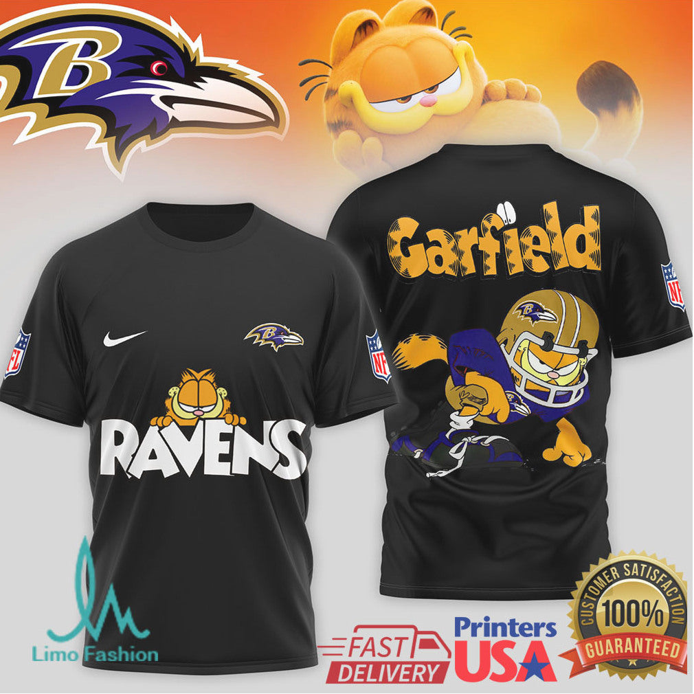 Baltimore Ravens Garfield Fan Apparel Graphic T shirt - Limotees LLC