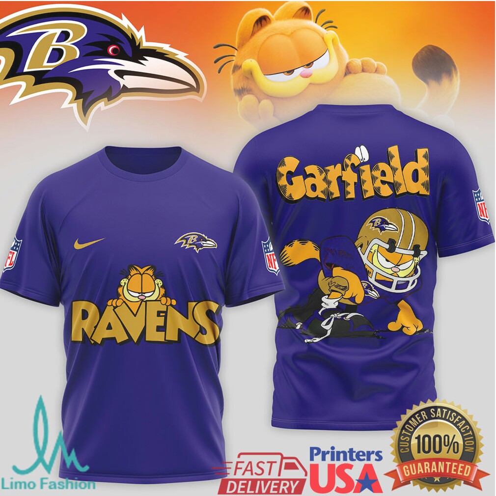 Baltimore Ravens Garfield Fan Apparel Graphic T shirt - Limotees LLC