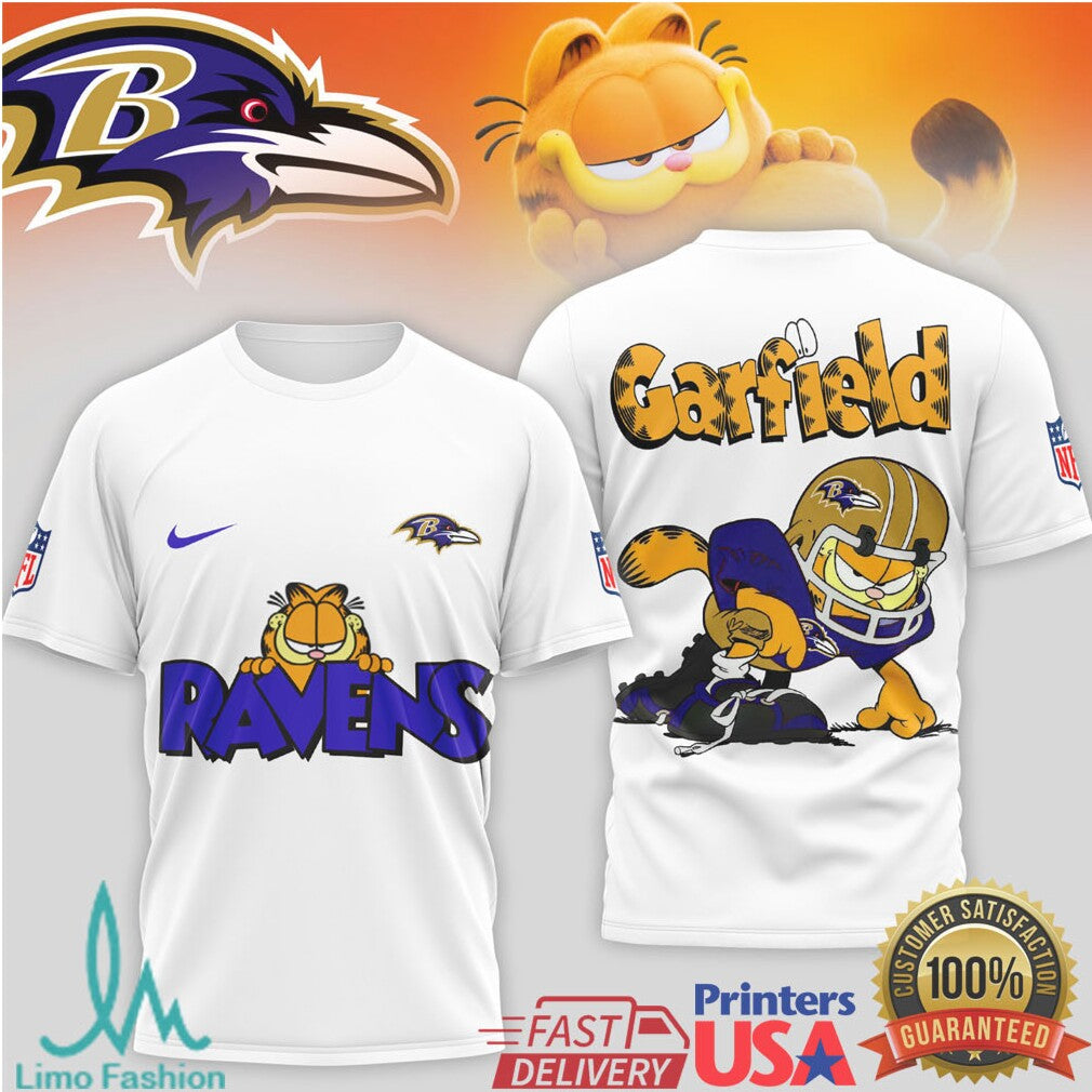 Baltimore Ravens Garfield Fan Apparel Graphic T shirt - Limotees LLC
