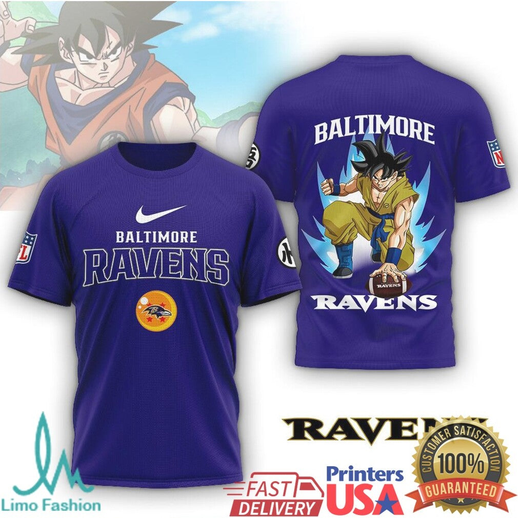 Baltimore Ravens Goku Anime Graphic Football T Shirt - Limotees LLC