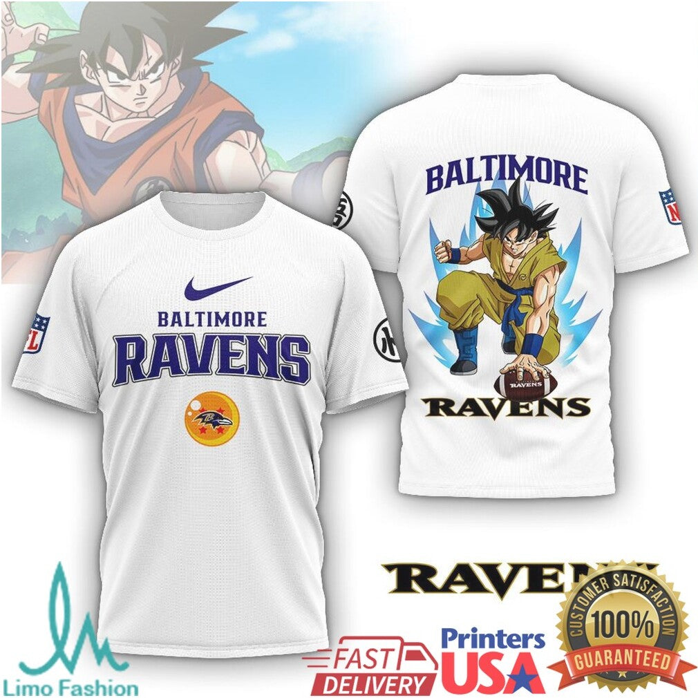 Baltimore Ravens Goku Anime Graphic Football T Shirt - Limotees LLC
