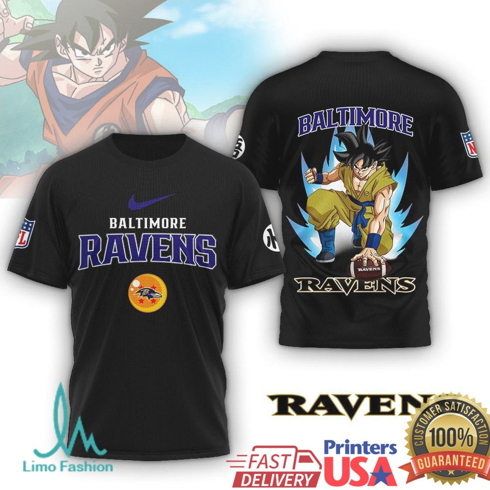 Baltimore Ravens Goku Anime Graphic Football T Shirt - Limotees LLC