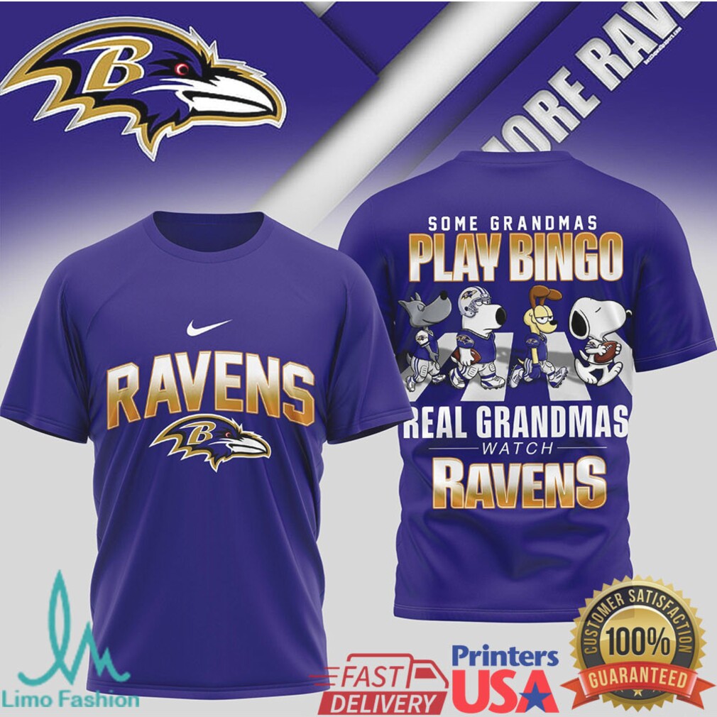 Baltimore Ravens Grandma T Shirt Real Grandmas Watch Ravens Fan Apparel - Limotees LLC