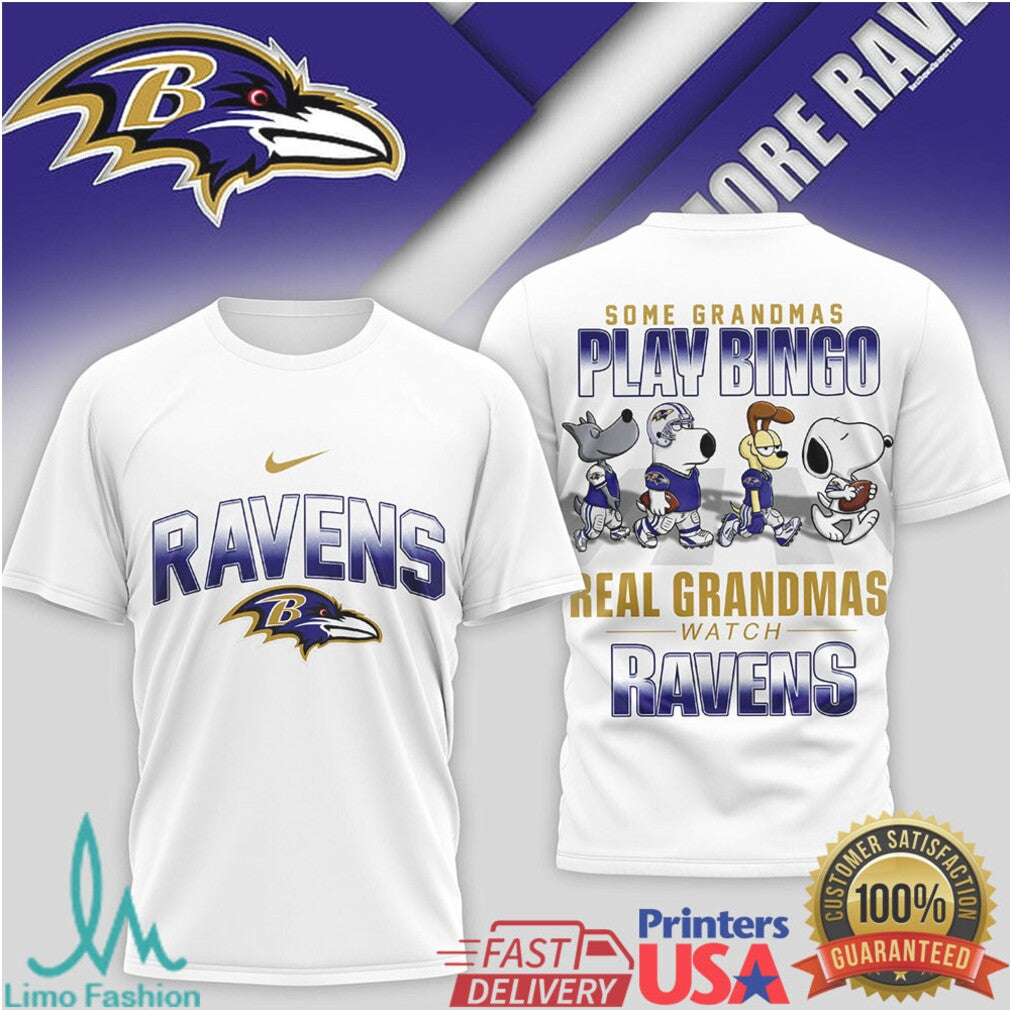 Baltimore Ravens Grandma T Shirt Real Grandmas Watch Ravens Fan Apparel - Limotees LLC