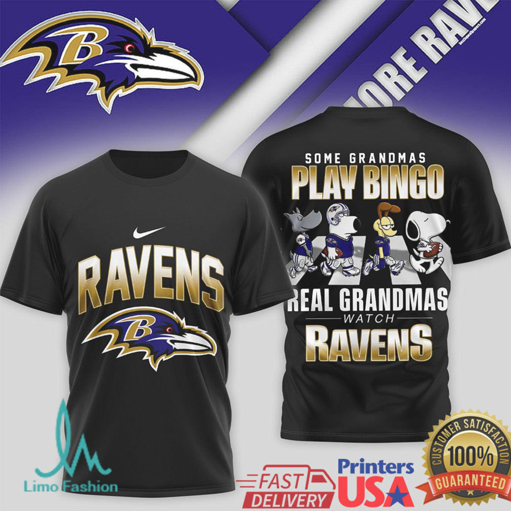 Baltimore Ravens Grandma T Shirt Real Grandmas Watch Ravens Fan Apparel - Limotees LLC