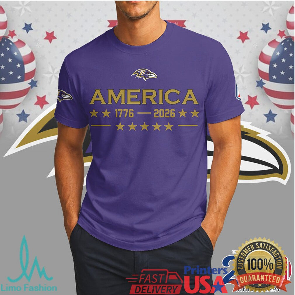 Baltimore Ravens Happy 250th Anniversary America 1776 2026 Skull T Shirt