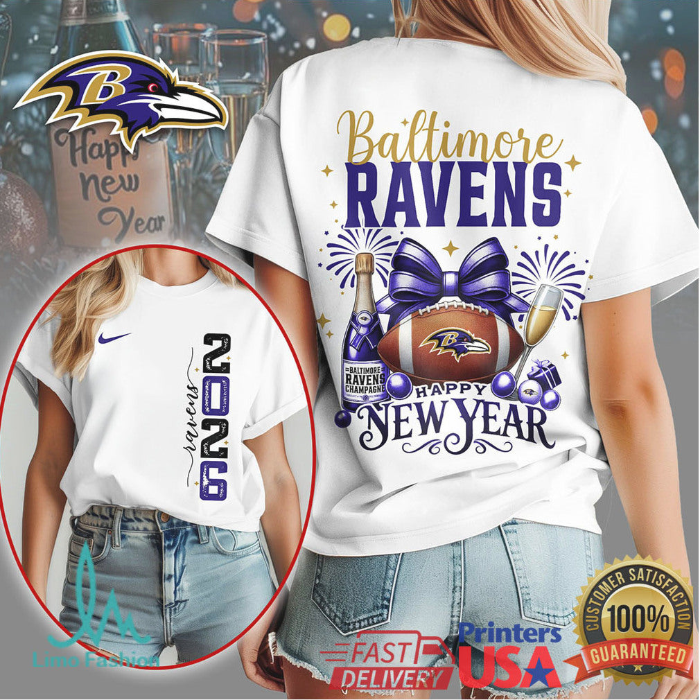 Baltimore Ravens Happy New Year 2026 Purple & Gold Celebration T Shirt - Limotees LLC