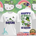 Baltimore Ravens Hello Kitty St. Patrick's Day Clover T Shirt - Limotees LLC