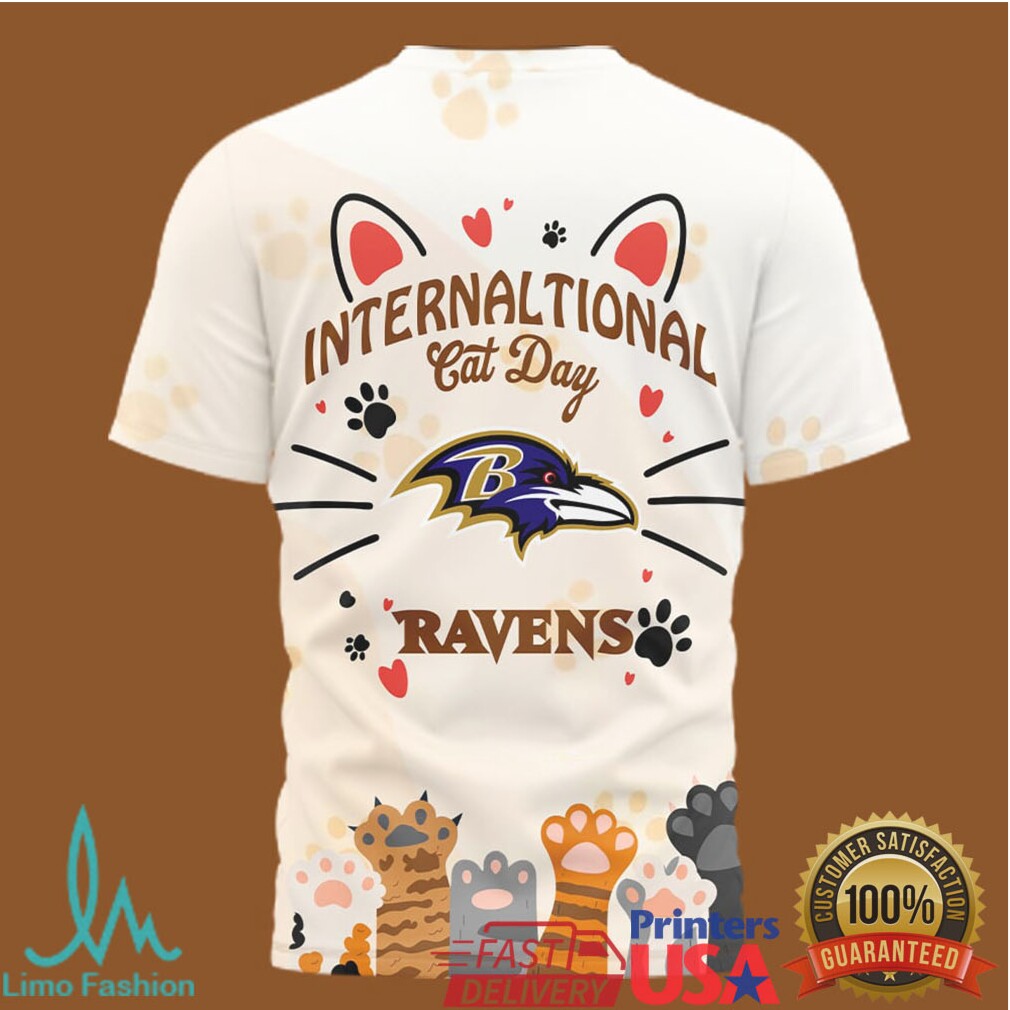 Baltimore Ravens International Cat Day 3D All Over Print Shirt - Limotees LLC