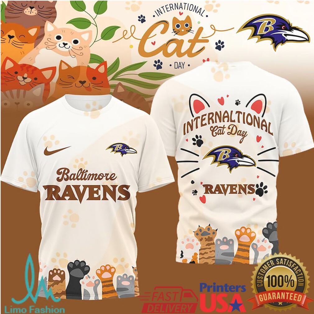 Baltimore Ravens International Cat Day 3D All Over Print Shirt - Limotees LLC