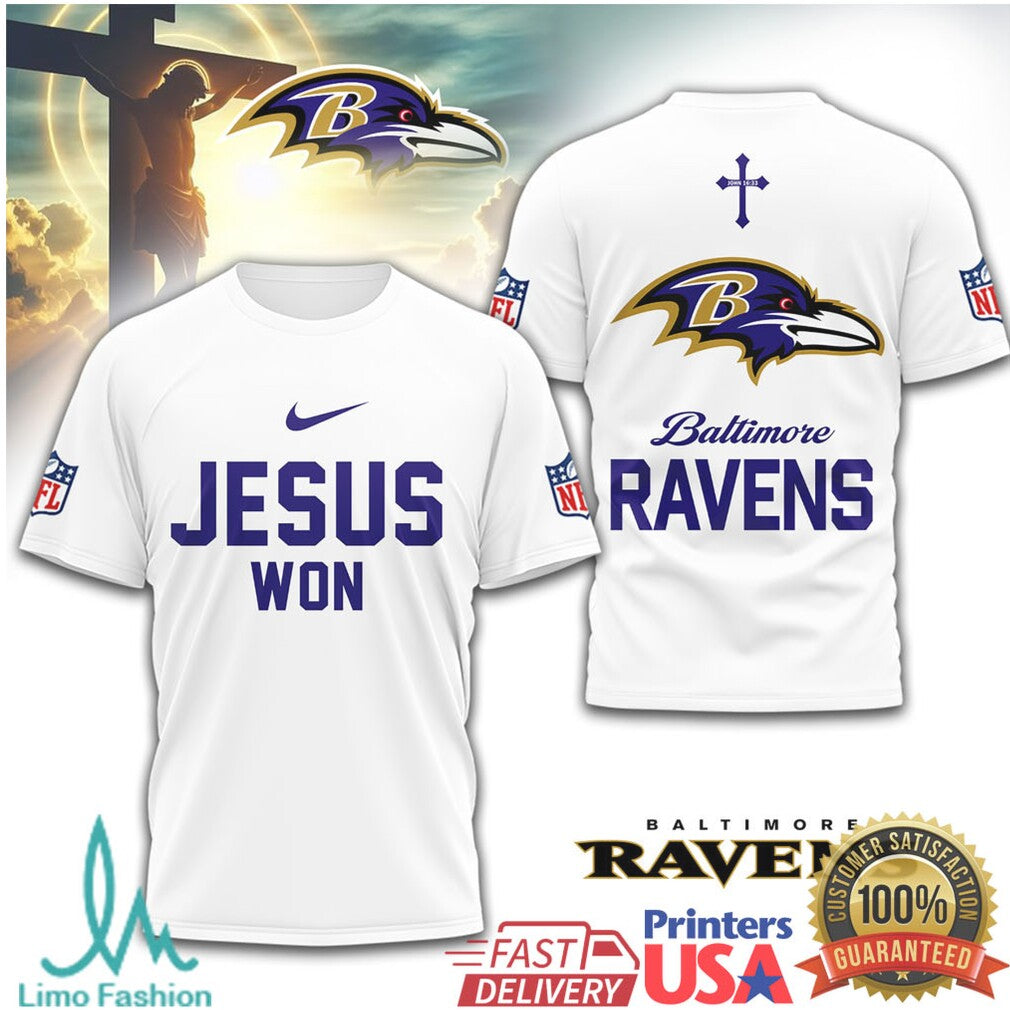 Baltimore Ravens Jesus Won Christian Faith Football T Shirt - Limotees LLC