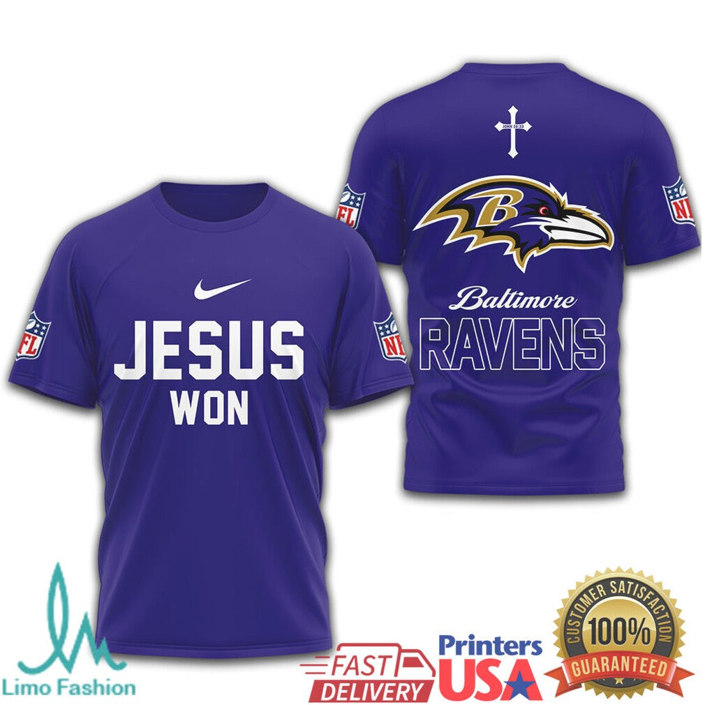Baltimore Ravens Jesus Won Christian Faith Football T Shirt - Limotees LLC