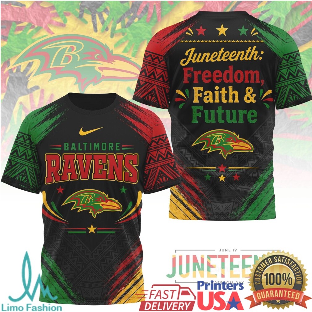 Baltimore Ravens Juneteenth Freedom Faith Future Graphic T Shirt - Limotees LLC