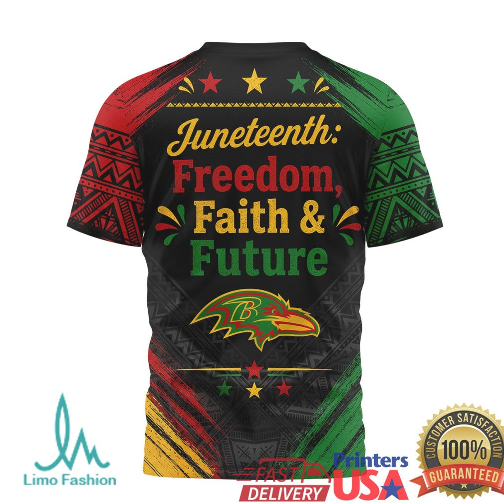Baltimore Ravens Juneteenth Freedom Faith Future Graphic T Shirt - Limotees LLC