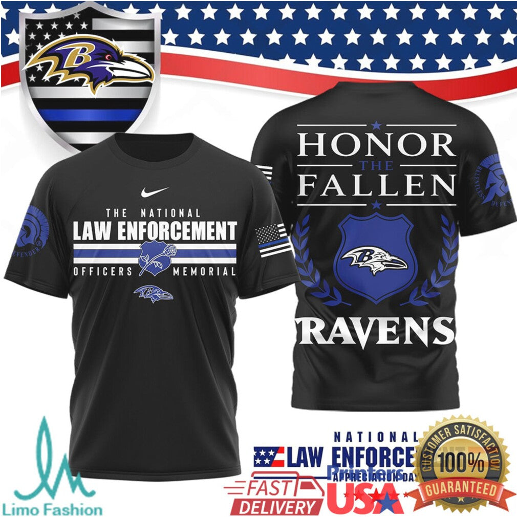 Baltimore Ravens Law Enforcement Appreciation Day T Shirt Honor The Fallen Police Tribute T Shirt - Limotees LLC