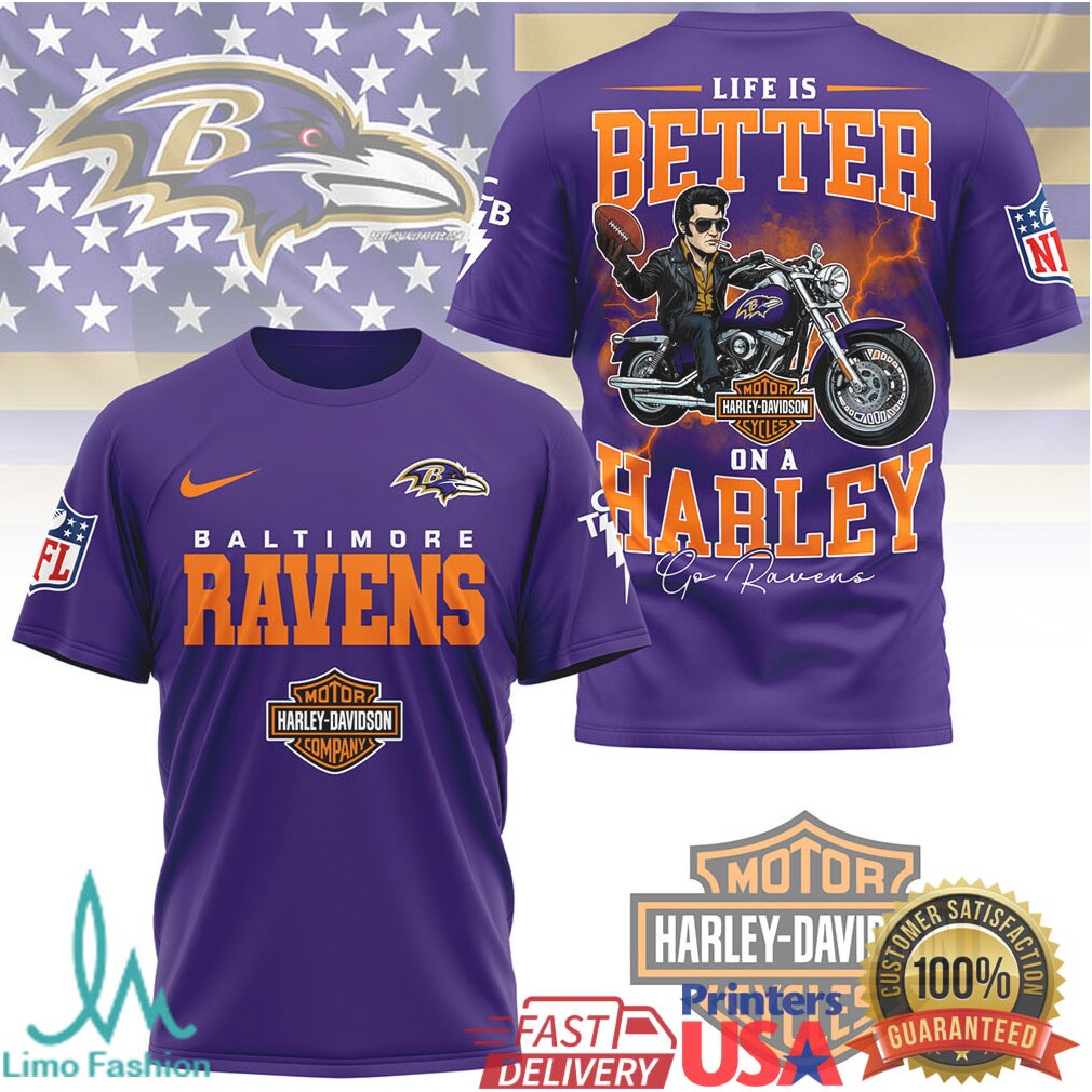 Baltimore Ravens Life Is Better On A Harley Davidson Tribute T Shirt - Limotees LLC