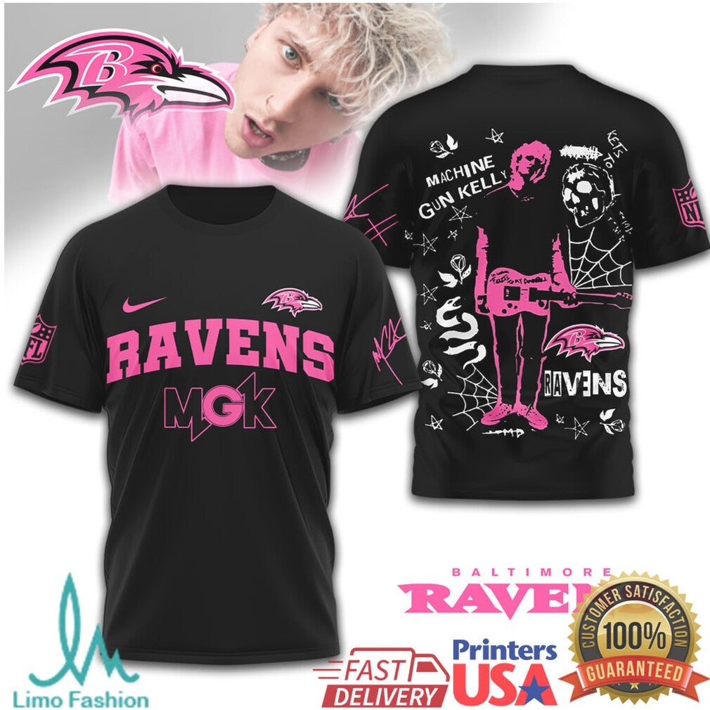 Baltimore Ravens Machine Gun Kelly MGK Pink Collection T Shirt - Limotees LLC