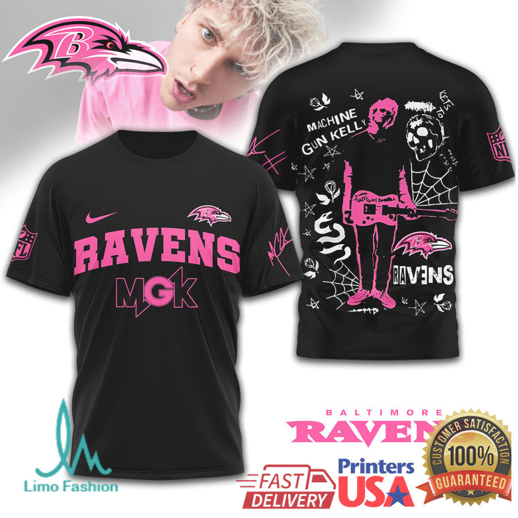 Baltimore Ravens Machine Gun Kelly MGK Pink Collection T Shirt - Limotees LLC