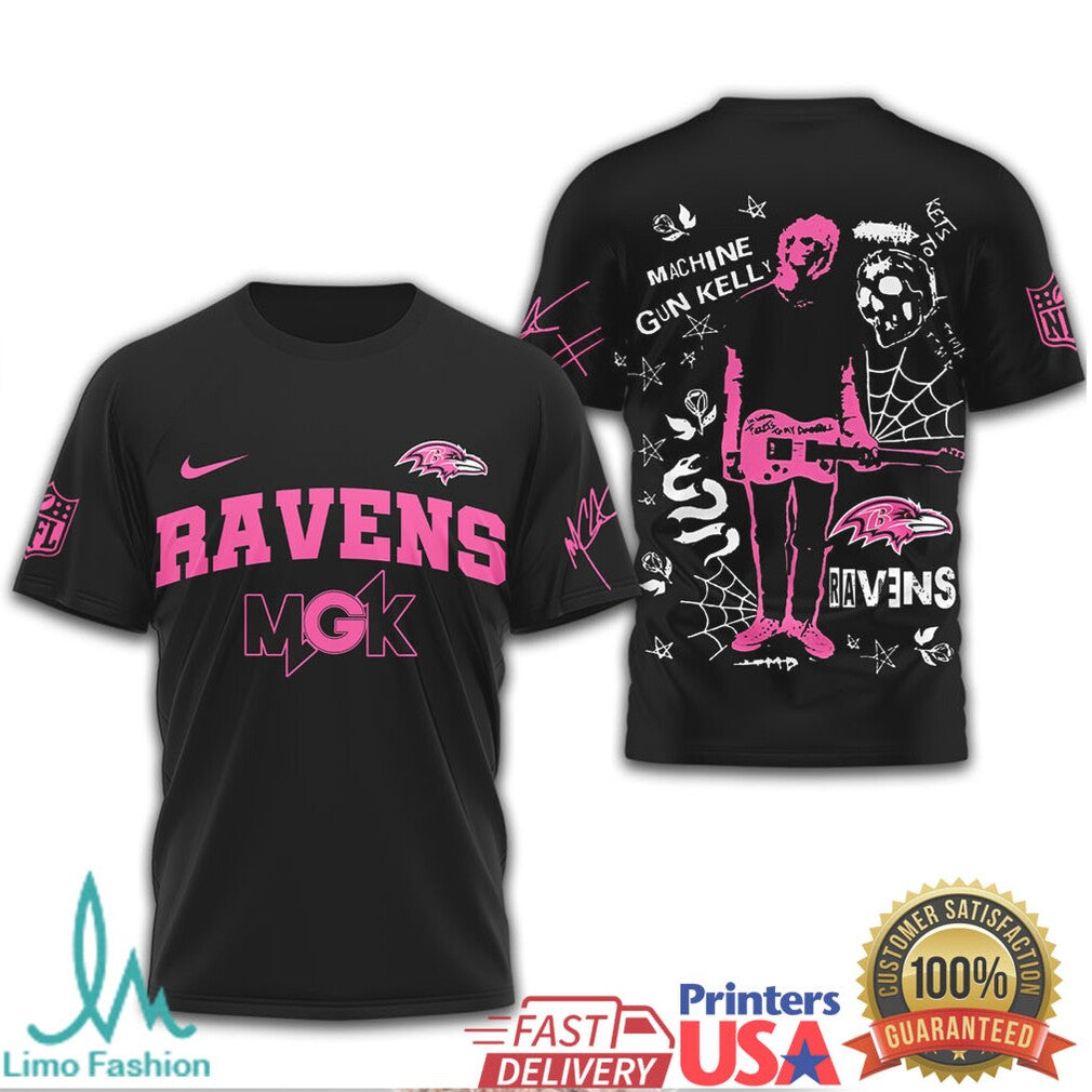 Baltimore Ravens Machine Gun Kelly MGK Pink Collection T Shirt - Limotees LLC