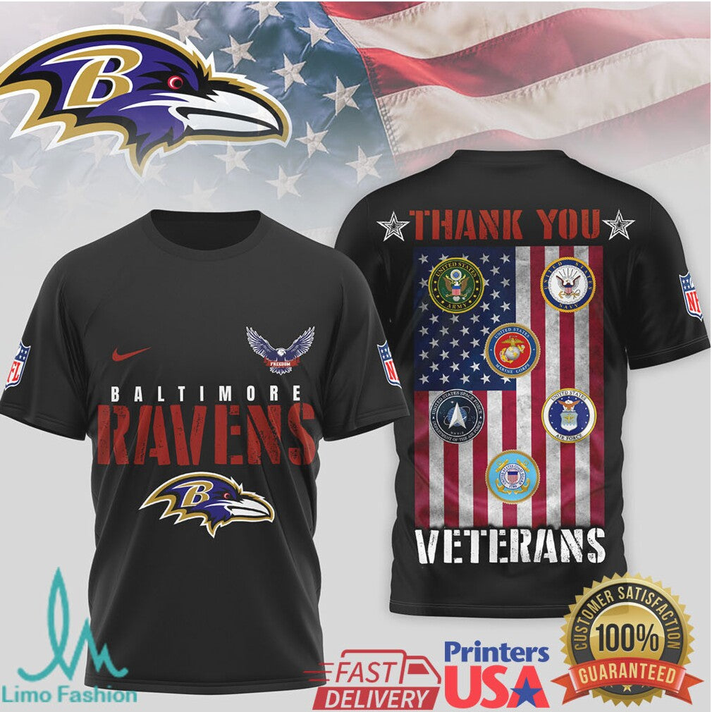 Baltimore Ravens Military Appreciation Veterans Day T Shirt - Limotees LLC