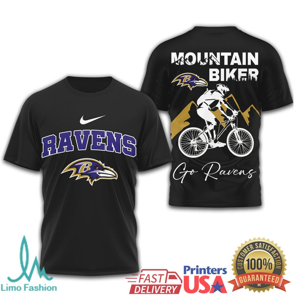 Baltimore Ravens Mountain Biker Graphic T Shirt Go Ravens Fan Gear - Limotees LLC