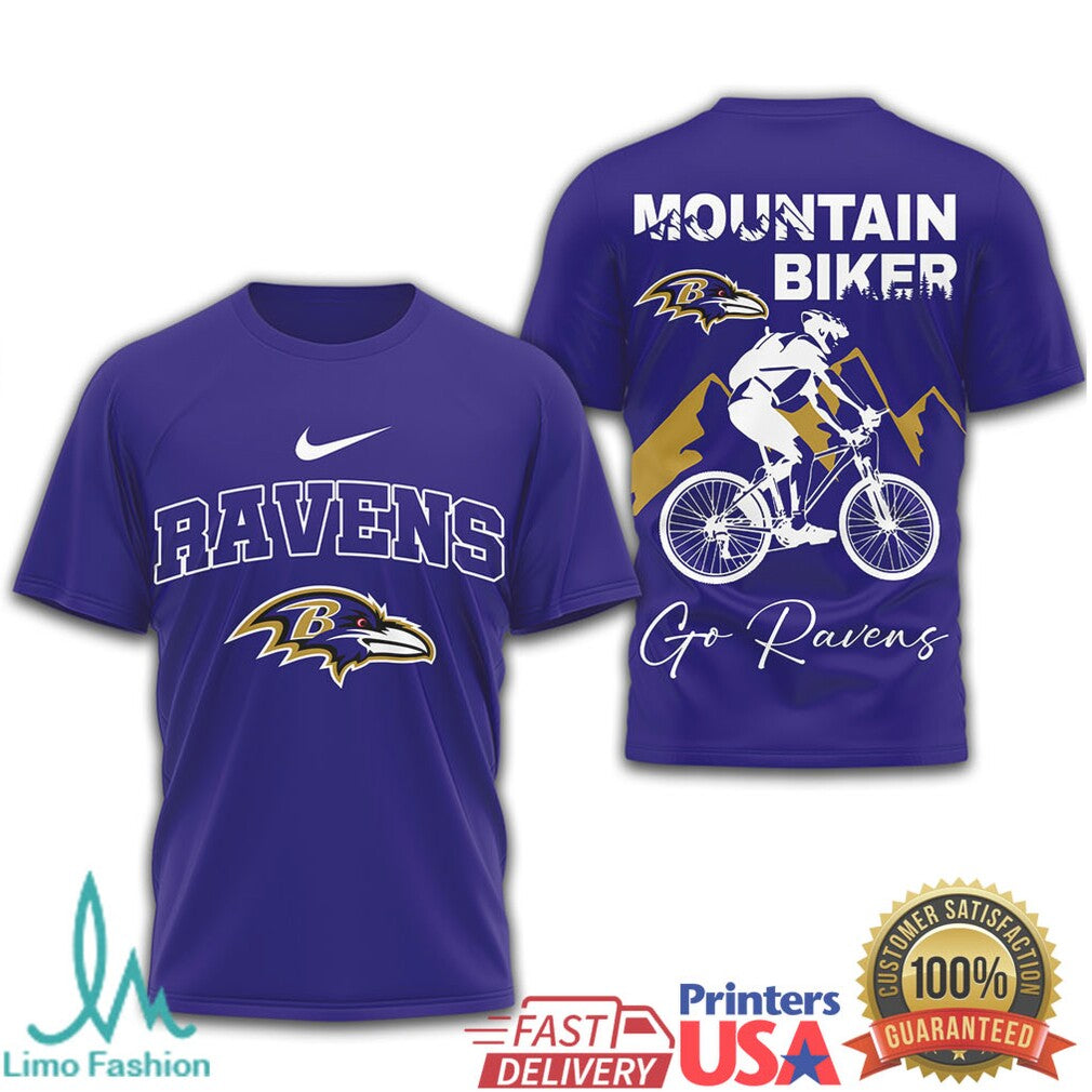 Baltimore Ravens Mountain Biker Graphics T Shirt Go Ravens Biking Gear - Limotees LLC