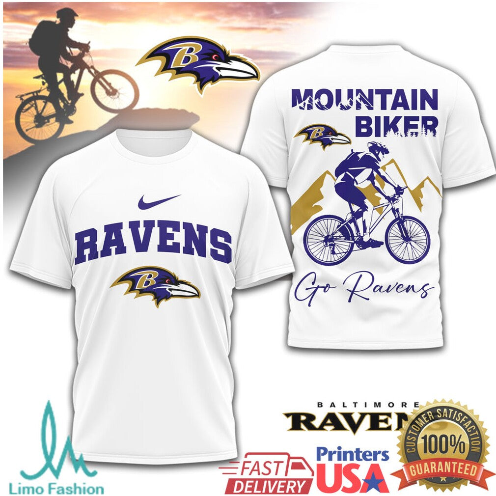 Baltimore Ravens Mountain Biker Graphics T Shirt Go Ravens Biking Gear - Limotees LLC