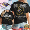 Baltimore Ravens Nurse T Shirt Care Inspire Heal Football Nursing Gift - Limotees LLC