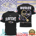 Baltimore Ravens Nurse T Shirt Ravens Nurse Heart Stethoscope Gift - Limotees LLC