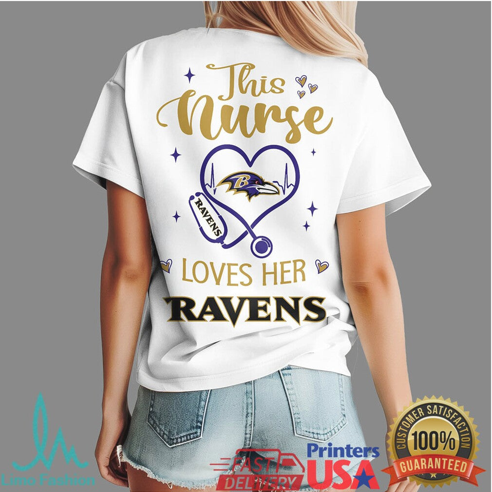 Baltimore Ravens Nurse This Nurse Loves Her Ravens Tshirt - Limotees LLC