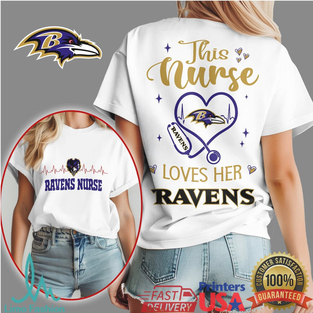 Baltimore Ravens Nurse This Nurse Loves Her Ravens Tshirt - Limotees LLC