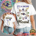 Baltimore Ravens Nursing Tee Work of Heart Dancing Bears Stethoscope Shirt - Limotees LLC