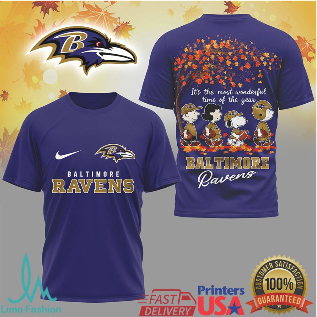 Baltimore Ravens Peanuts Autumn “Most Wonderful Time” Football Shirt - Limotees LLC