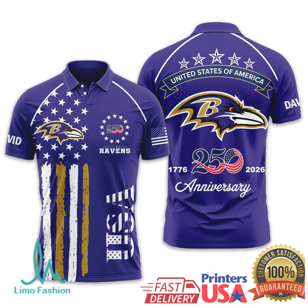 Baltimore Ravens Personalized USA 250th Anniversary 1776 2026 - Limotees LLC