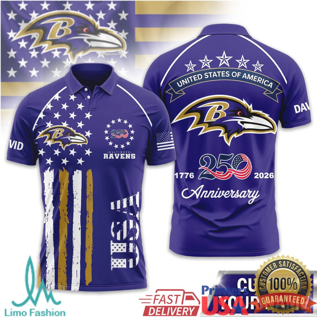 Baltimore Ravens Personalized USA 250th Anniversary 1776 2026 - Limotees LLC