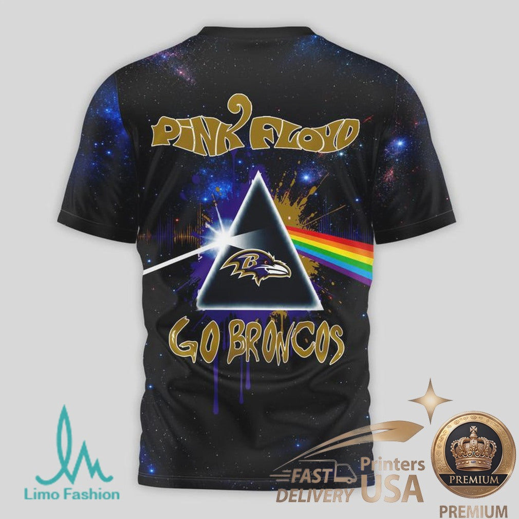 Baltimore Ravens Pink Floyd Prism Galaxy Style Football T Shirt - Limotees LLC