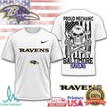 Baltimore Ravens Proud Mechanic Skull USA Flag T Shirt - Limotees LLC