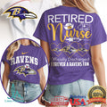 Baltimore Ravens Retired Nurse Officially Discharged 2026 Retro Style Women Fans Gift T Shirt - Limotees LLC
