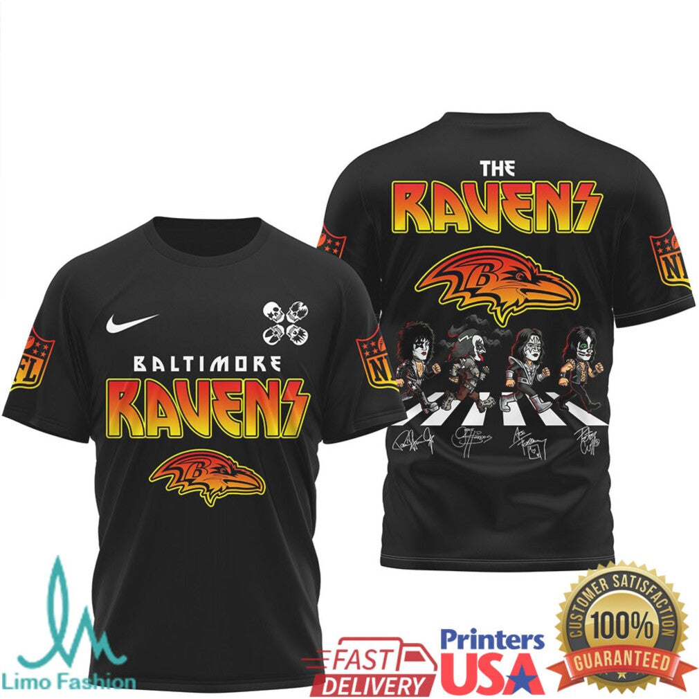Baltimore Ravens Rock Concert Style T Shirt Unique NFL Fan Gear - Limotees LLC