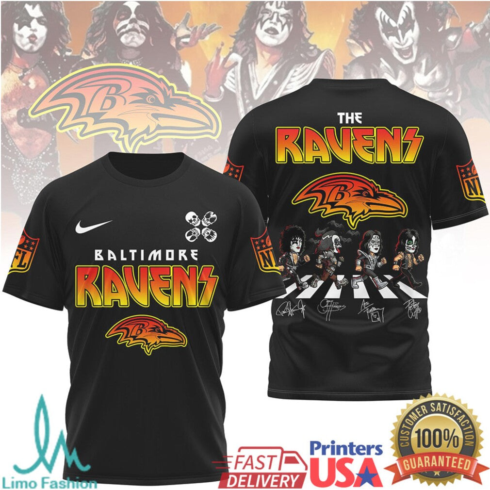 Baltimore Ravens Rock Concert Style T Shirt Unique NFL Fan Gear - Limotees LLC
