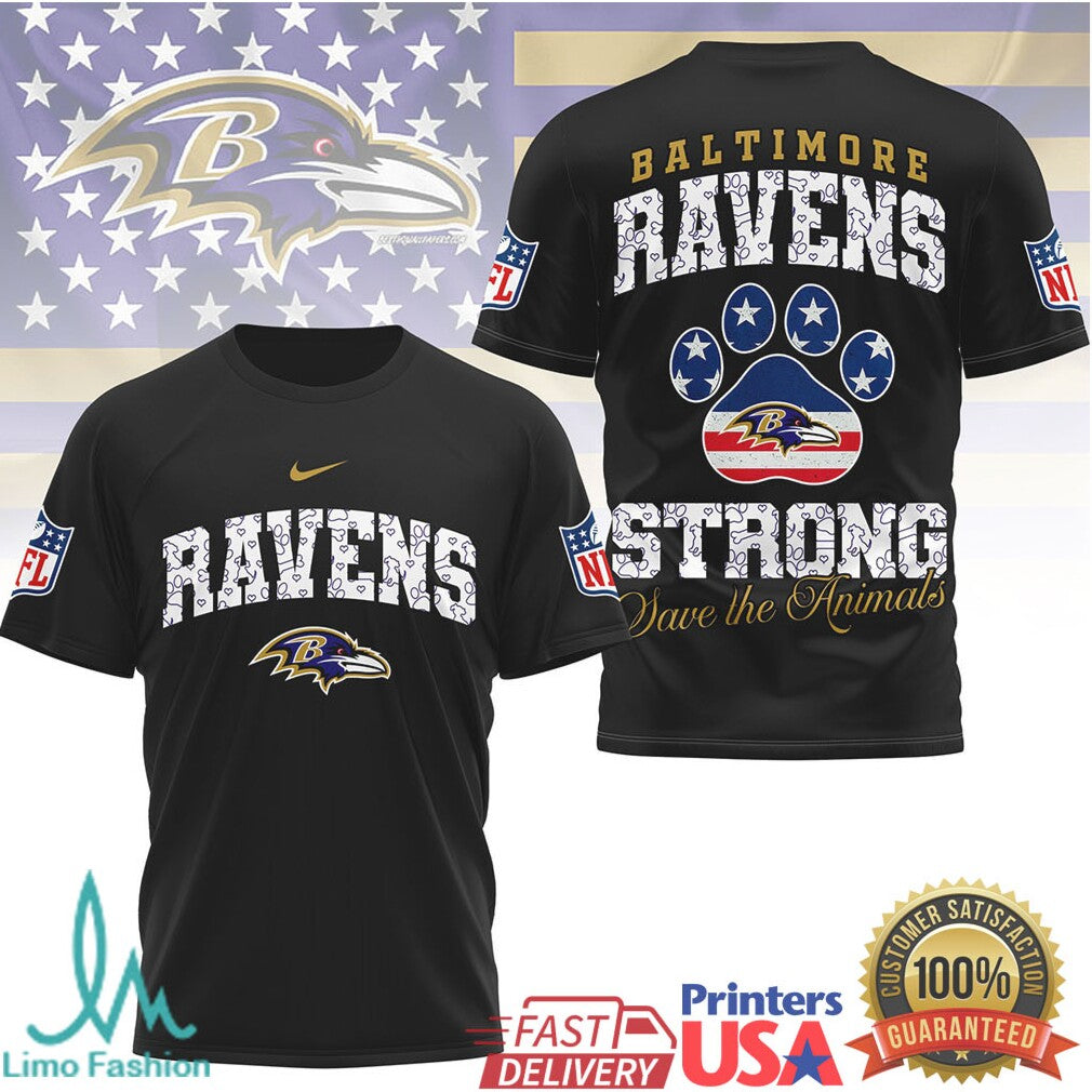 Baltimore Ravens Strong Save the Animals NFL Graphic T Shirt - Limotees LLC