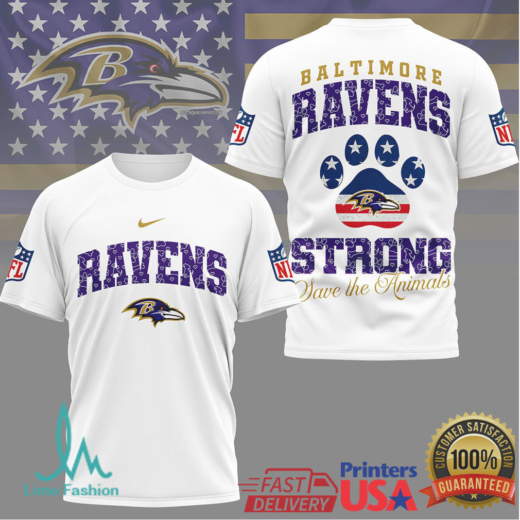 Baltimore Ravens Strong Save the Animals NFL Graphic T Shirt - Limotees LLC